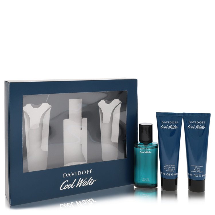 Cool Water by Davidoff - Gift Set -- 1.4 oz Eau De Toilette Spray +1.7 oz After Shave Balm+ 1.7 oz Shower Gel