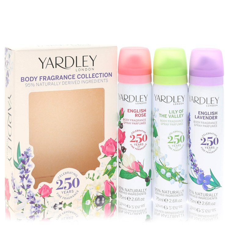 English Lavender by Yardley London - Gift Set -- 3 x 2.6 oz Body Spray in English Lavender, English Rose, Lily of the Valley