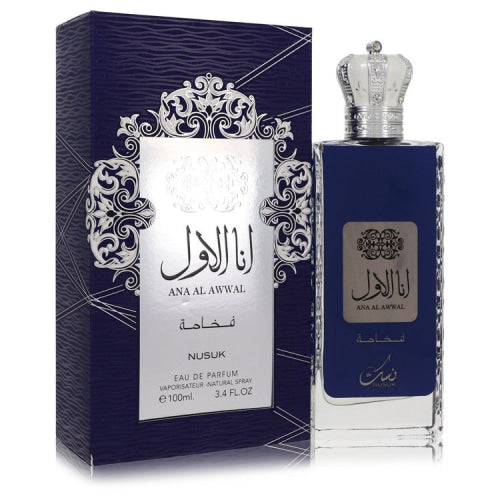 Ana Al Awwal Blue by NusukEau De Parfum Spray 3.4 oz 3.4 oz / 100 ml / Alcohol, Amber, Woody, Aldehyde, Oils Men