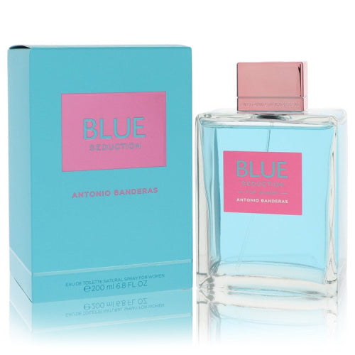 Blue Seduction by Antonio BanderasEau De Toiette Spray 6.75 oz 6.75 oz / 200 ml / Alcohol, Amber, Woody, Aldehyde, Oils Women