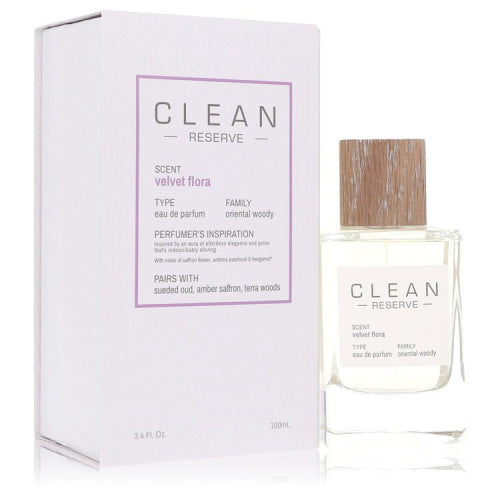 Clean Reserve Velvet Flora by CleanEau De Parfum Spray 3.4 oz 3.4 oz / 100 ml / Alcohol, Amber, Woody, Aldehyde, Oils Women