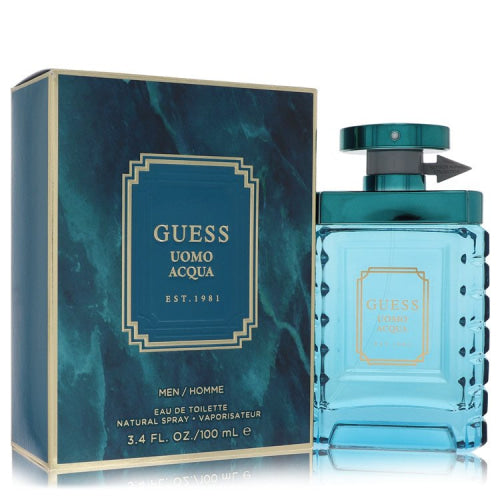 Guess Uomo Acqua by GuessEau De Toilette Spray 3.4 oz 3.4 oz / 100 ml / Alcohol, Amber, Woody, Aldehyde, Oils Men