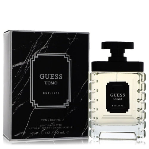 Guess Uomo by GuessEau De Toilette Spray 3.4 oz 3.4 oz / 100 ml / Alcohol, Amber, Woody, Aldehyde, Oils Men