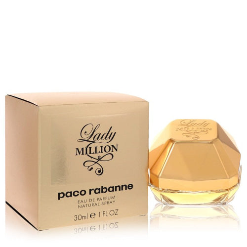 Lady Million by Paco RabanneEau De Parfum Spray 1 oz 1 oz / 30 ml / Alcohol, Amber, Woody, Aldehyde, Oils Women