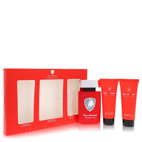 Lamborghini Sportivo by Tonino LamborghiniGift Set -- 4.2 oz Eau De Toilette Spray + 3.4 oz Shower Gel + 3.4 oz After Shave Balm -- / --