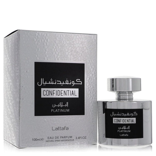 Lattafa Confidential Platinum by LattafaEau De Parfum Spray (Unisex) 3.4 oz 3.4 oz / 100 ml / Alcohol, Amber, Woody, Aldehyde, Oils Unisex