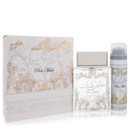 Lattafa Pure Khalis Musk by LattafaEau De Parfum Spray Plus 1.7 Deodorant 3.4 oz 3.4 oz / 100 ml / Alcohol, Amber, Woody, Aldehyde, Oils