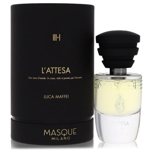 L’attesa by Masque MilanoEau De Parfum Spray (Unisex) 1.18 oz 1.18 oz / 35 ml / Alcohol, Amber, Woody, Aldehyde, Oils Unisex