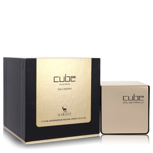 Le Gazelle Cube Gold Edition by Le GazelleEau De Parfum Spray 2.53 oz 2.53 oz / 75 ml / Alcohol, Amber, Woody, Aldehyde, Oils Men