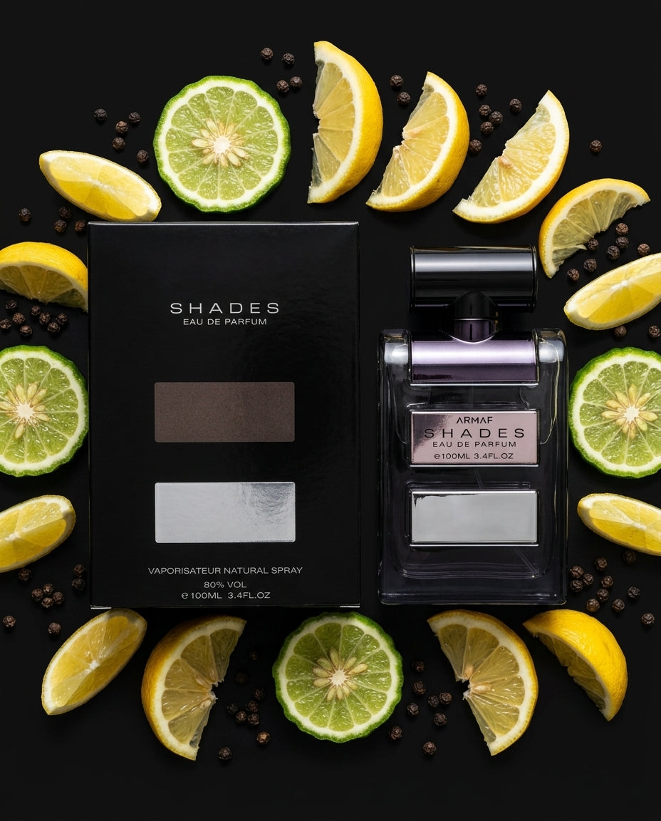 Men's Eau De Parfum — Citrus Note Flat Lay | Generated by Modelize