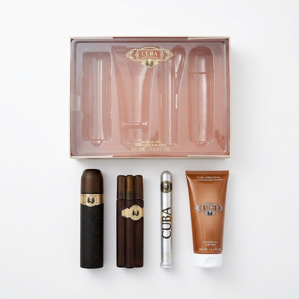 Men's fragrance gift set — Flat Lay - Front | Generated by Modelize