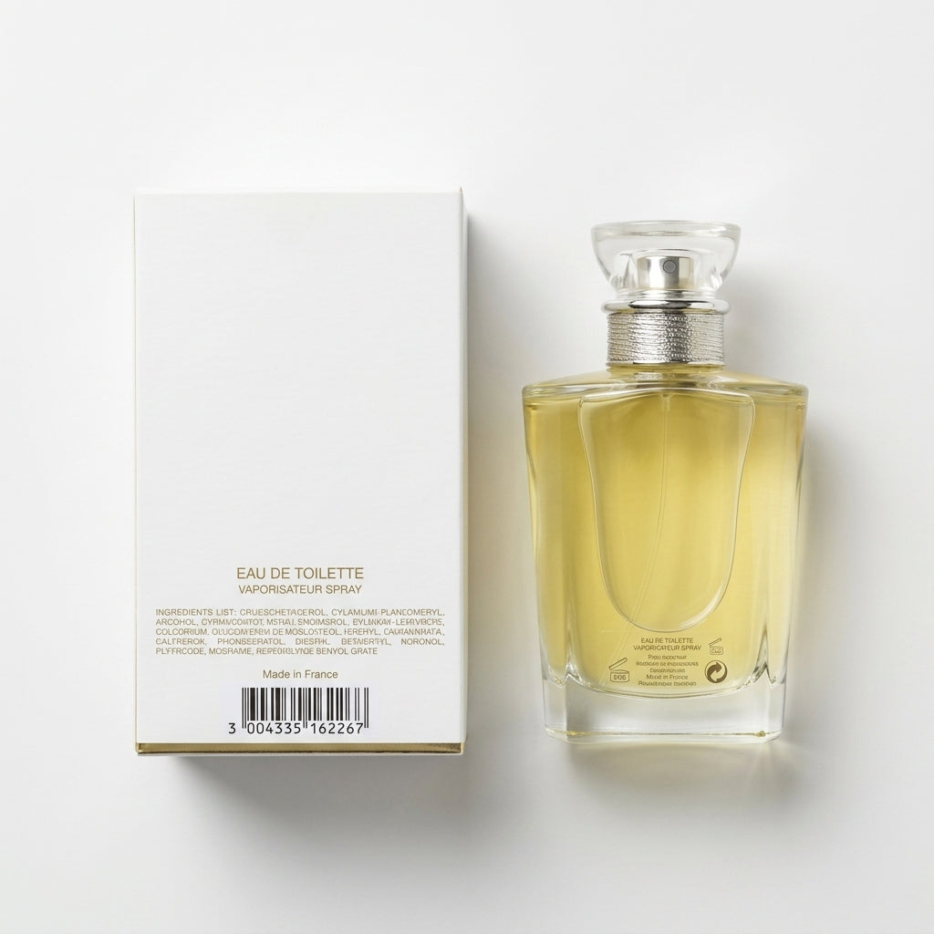 Eau de Toilette Fragrance — Flat Lay - Back | Generated by Modelize