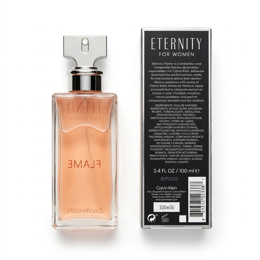 Perfume bottle and packaging — Flat Lay - Back | Generated by Modelize
