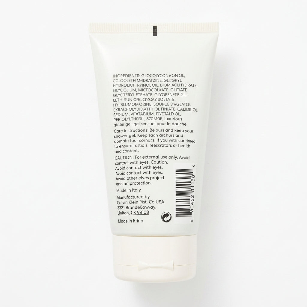 Shower gel squeeze tube — Flat Lay - Back | Generated by Modelize