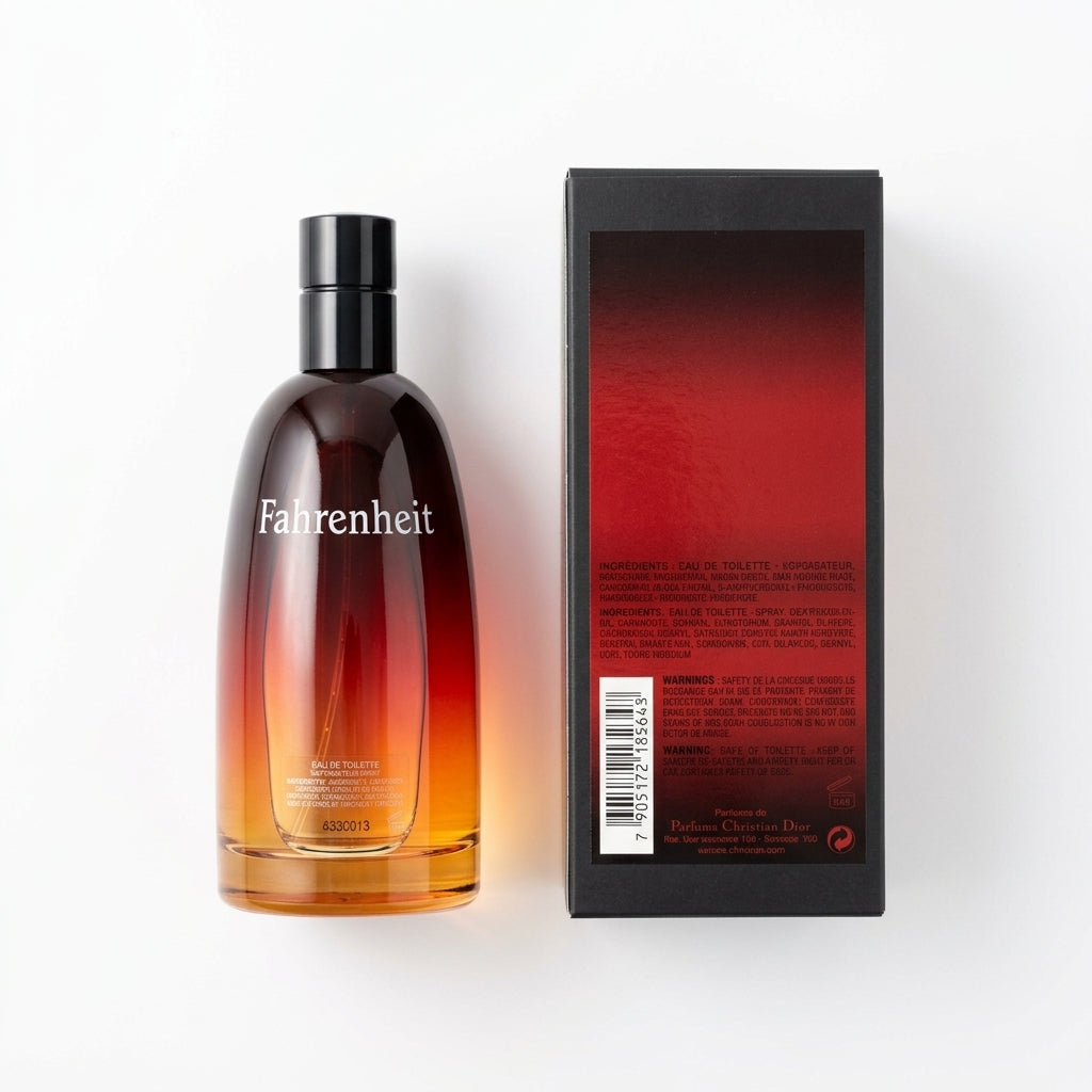 Fragrance bottle and packaging — Flat Lay - Back | Generated by Modelize