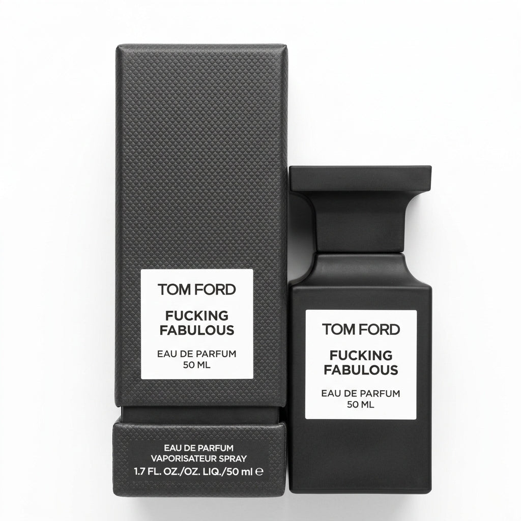 Luxury perfume bottle and matching box — Flat Lay - Front | Generated by Modelize
