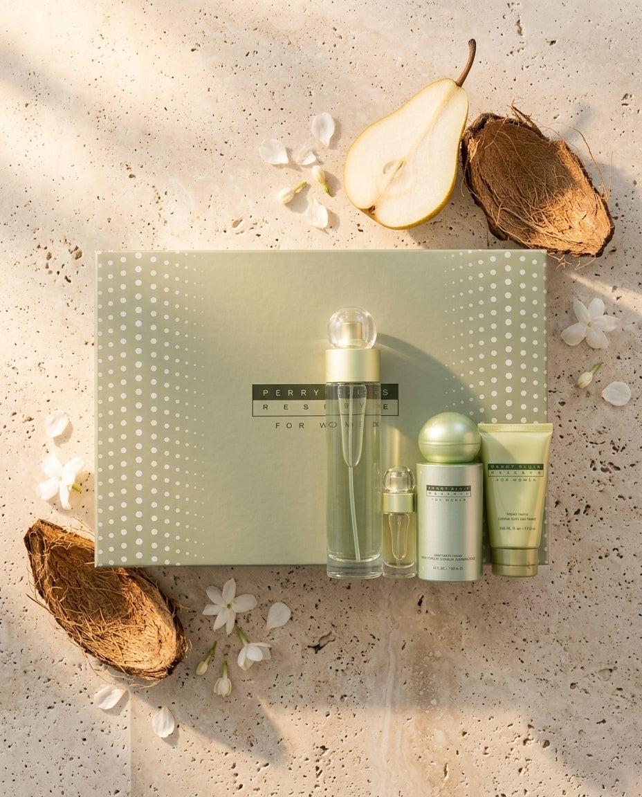 Fragrance Gift Set — Ingredient Note Flat Lay | Generated by Modelize