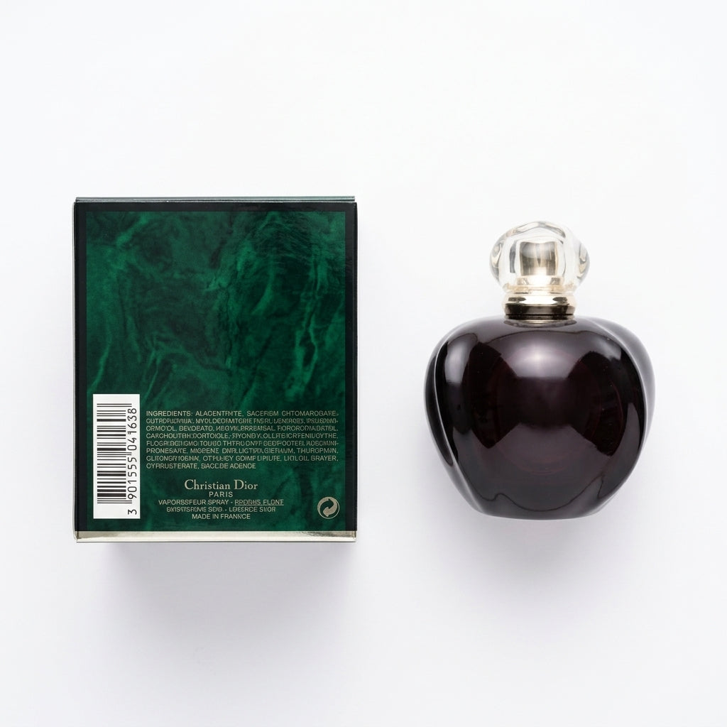 Perfume bottle and packaging — Flat Lay - Back | Generated by Modelize
