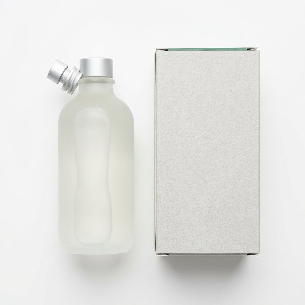 Fragrance bottle and packaging — Flat Lay - Back | Generated by Modelize
