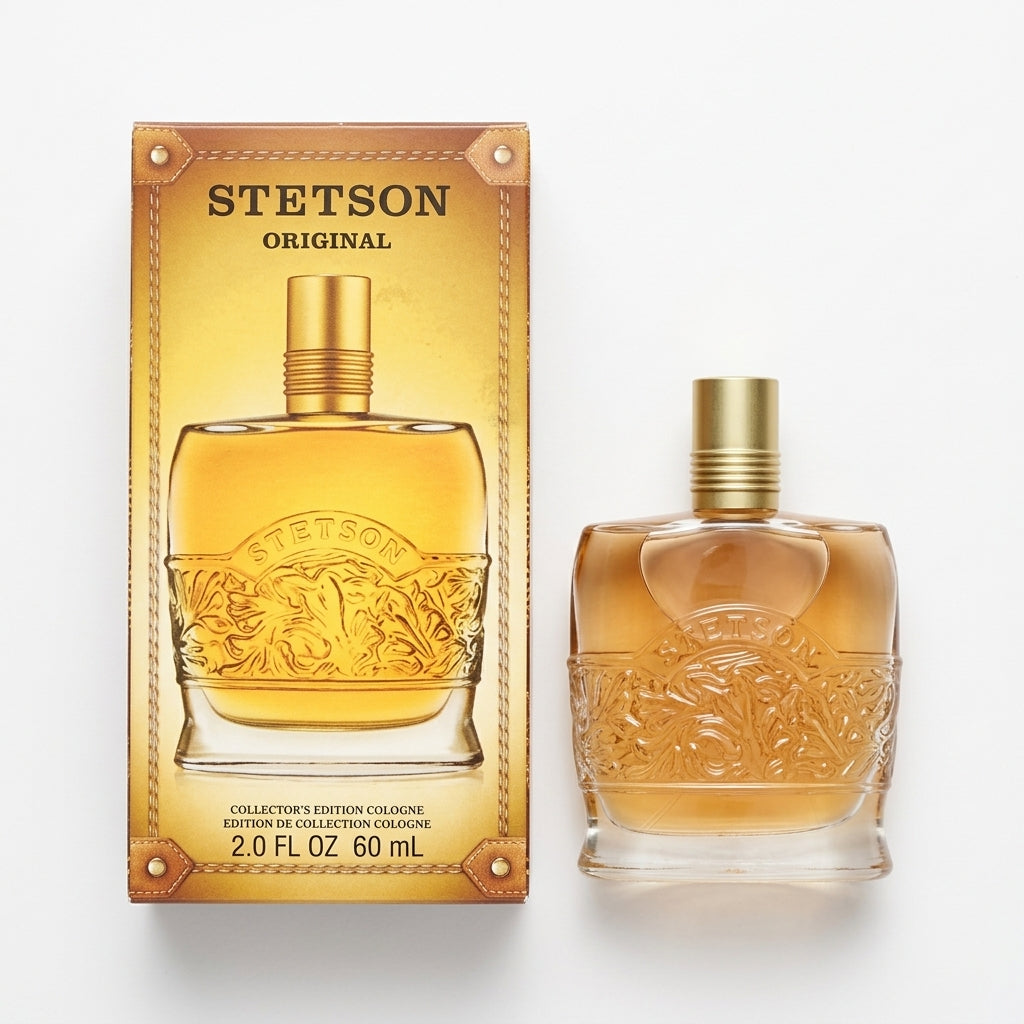 Cologne decanter and packaging — Flat Lay - Back | Generated by Modelize