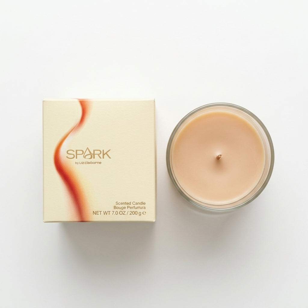 Scented candle with original packaging — Flat Lay - Front | Generated by Modelize