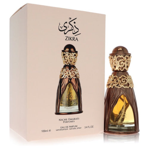 Niche Emarati Zikra by LattafaEau De Parfum Spray (Unisex) 3.4 oz 3.4 oz / 100 ml / Alcohol, Amber, Woody, Aldehyde, Oils Unisex
