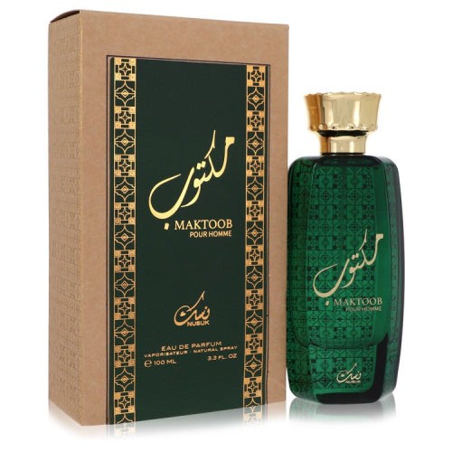 Nusuk Maktoob by NusukEau De Parfum Spray 3.3 oz 3.3 oz / 100 ml / Alcohol, Amber, Woody, Aldehyde, Oils Men