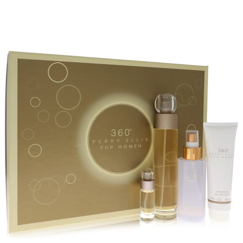 perry ellis 360 by Perry EllisGift Set -- 3.4 oz Eau De Toilette Spray + 4 oz Body Mist + 3 oz Shower Gel + .25 Mini EDT Spray 3.4 oz / 100