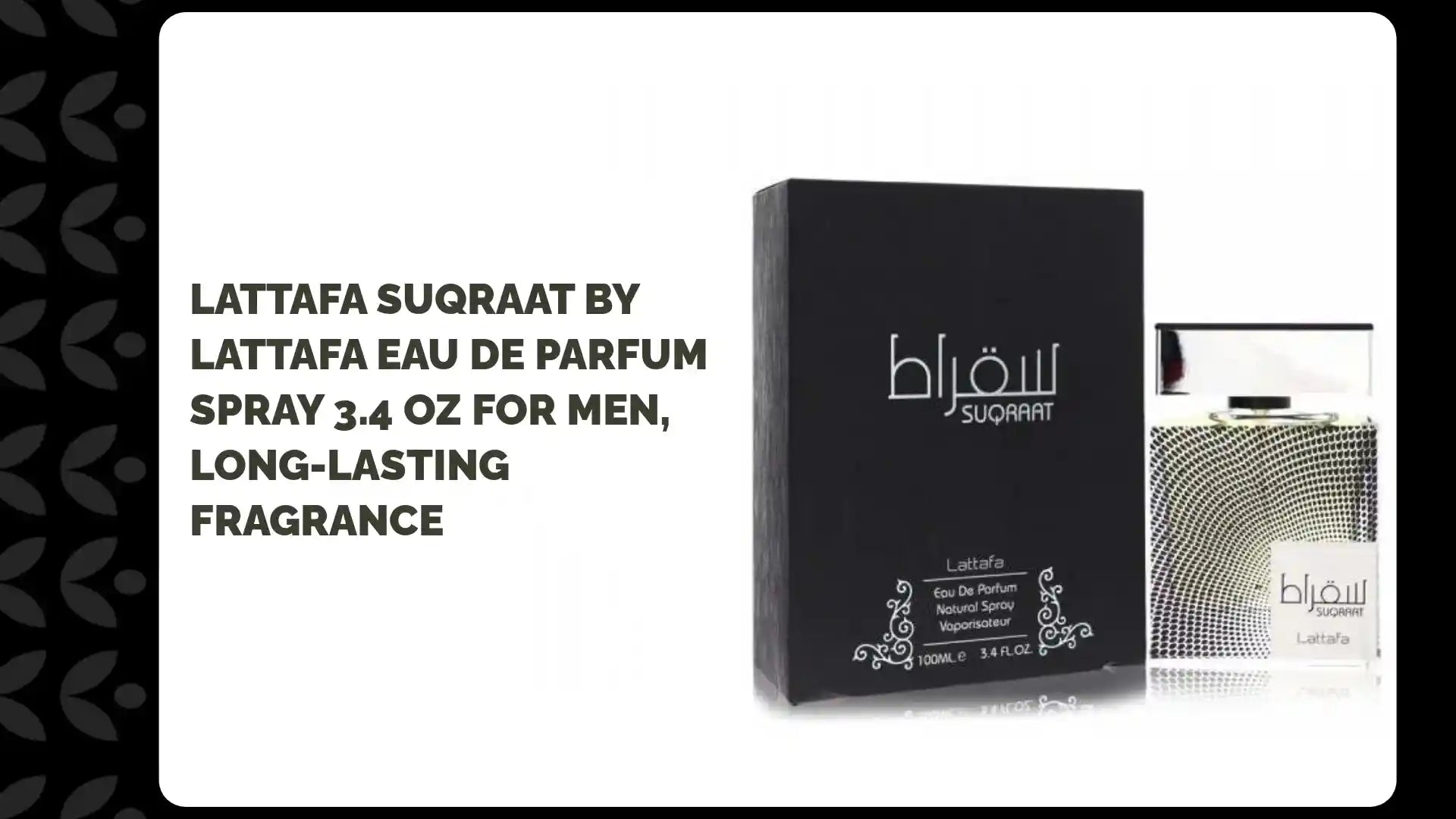 Lattafa Suqraat by Lattafa Eau De Parfum Spray 3.4 oz for Men, Long-Lasting Fragrance by@Outfy