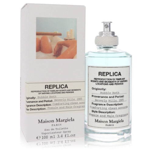 Replica Bubble Bath by Maison MargielaEau De Toilette Spray (Unisex) 3.4 oz 3.4 oz / 100 ml / Alcohol, Amber, Woody, Aldehyde, Oils Unisex