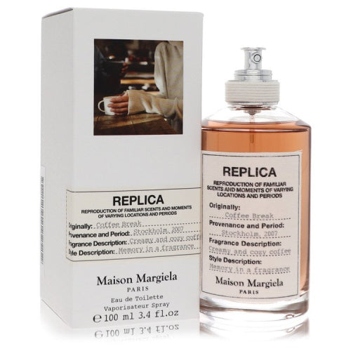 Replica Coffee Break by Maison MargielaEau De Toilette Spray (Unisex) 3.4 oz 3.4 oz / 100 ml / Alcohol, Amber, Woody, Aldehyde, Oils Unisex