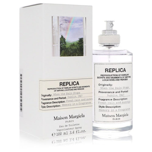 Replica When The Rain Stops by Maison MargielaEau De Toilette Spray (Unisex) 3.4 oz 3.4 oz / 100 ml / Alcohol, Amber, Woody, Aldehyde, Oils