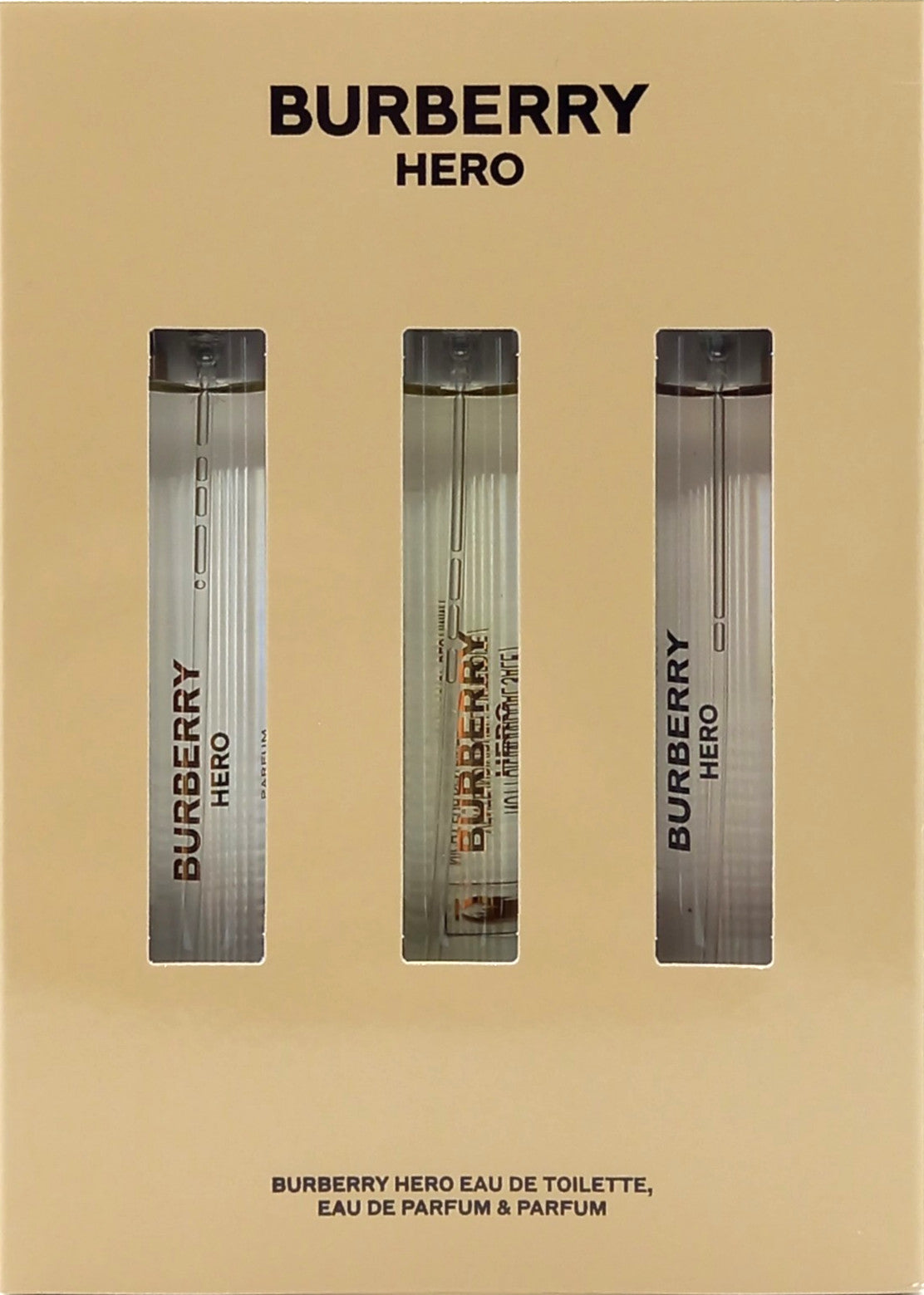 BURBERRY HERO 3 PCS TRAVEL GIFT SET FOR MEN EDT, EDP, PARFUM PEN 0.33 Oz Each!!!
