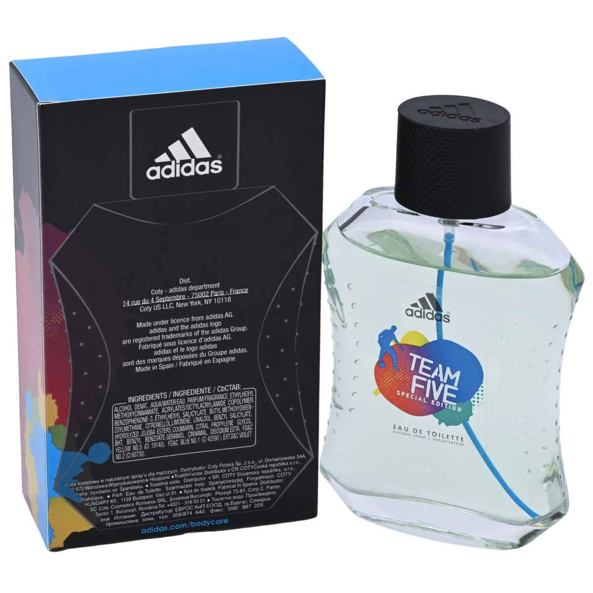 TEAM FIVE Adidas men cologne edt 3.4 oz 3.3 NEW IN BOX