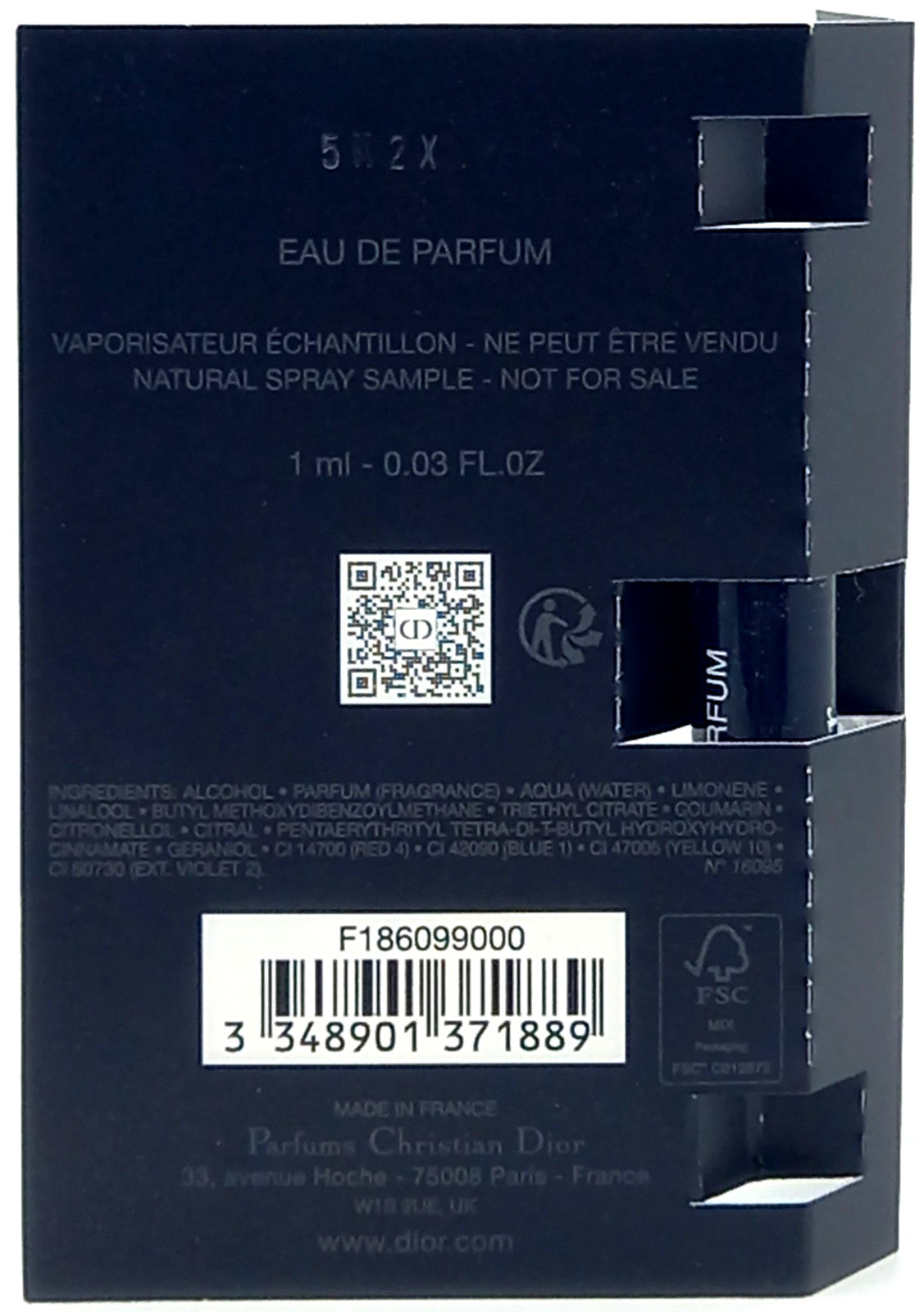 DIOR SAUVAGE EAU DE PARFUM VIAL SPRAY MEN 0.03 Oz / 1 ml BRAND NEW TRAVEL SIZE!