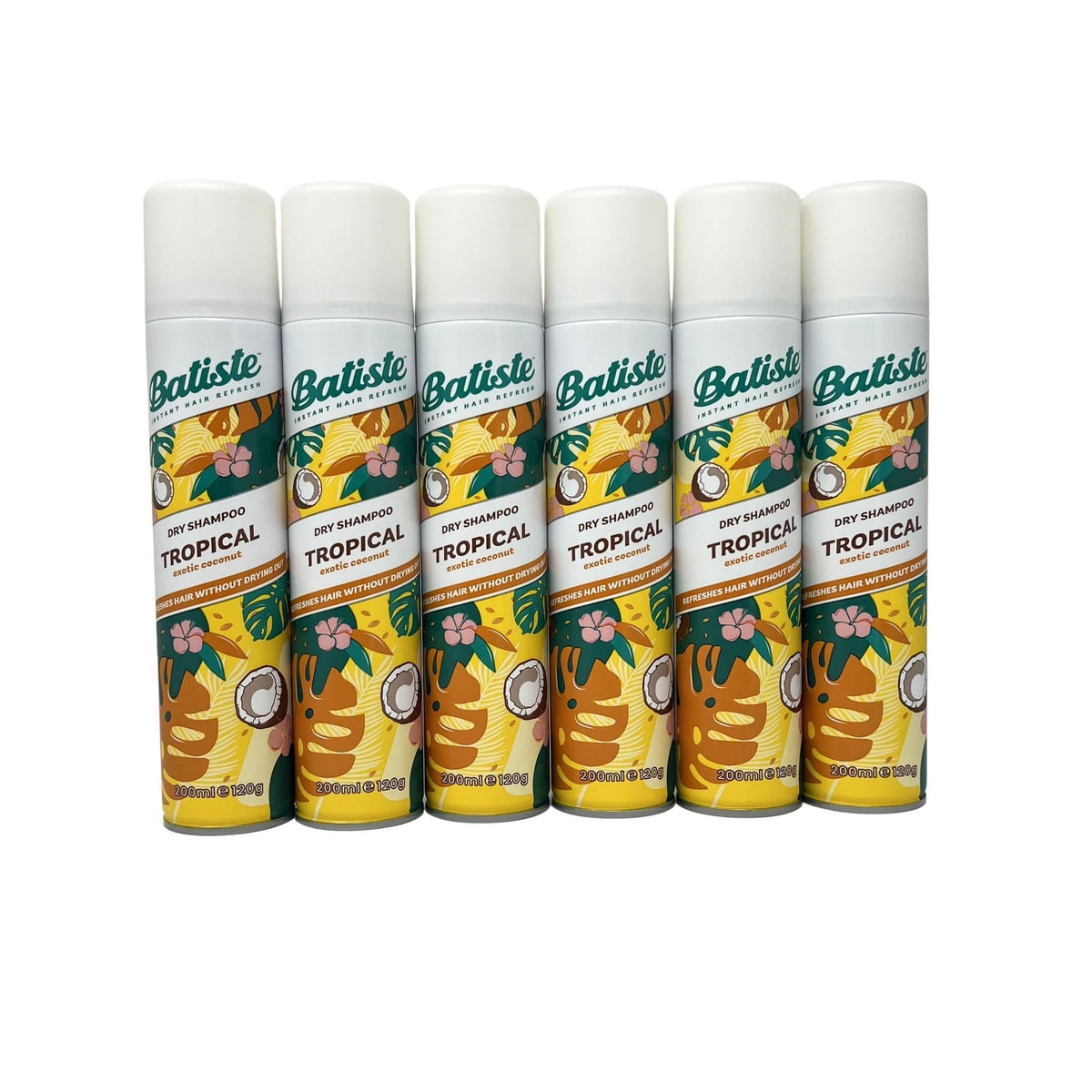 Batiste TROPICAL Exotic Coconut Dry Shampoo 6 pack, 200 ml EACH