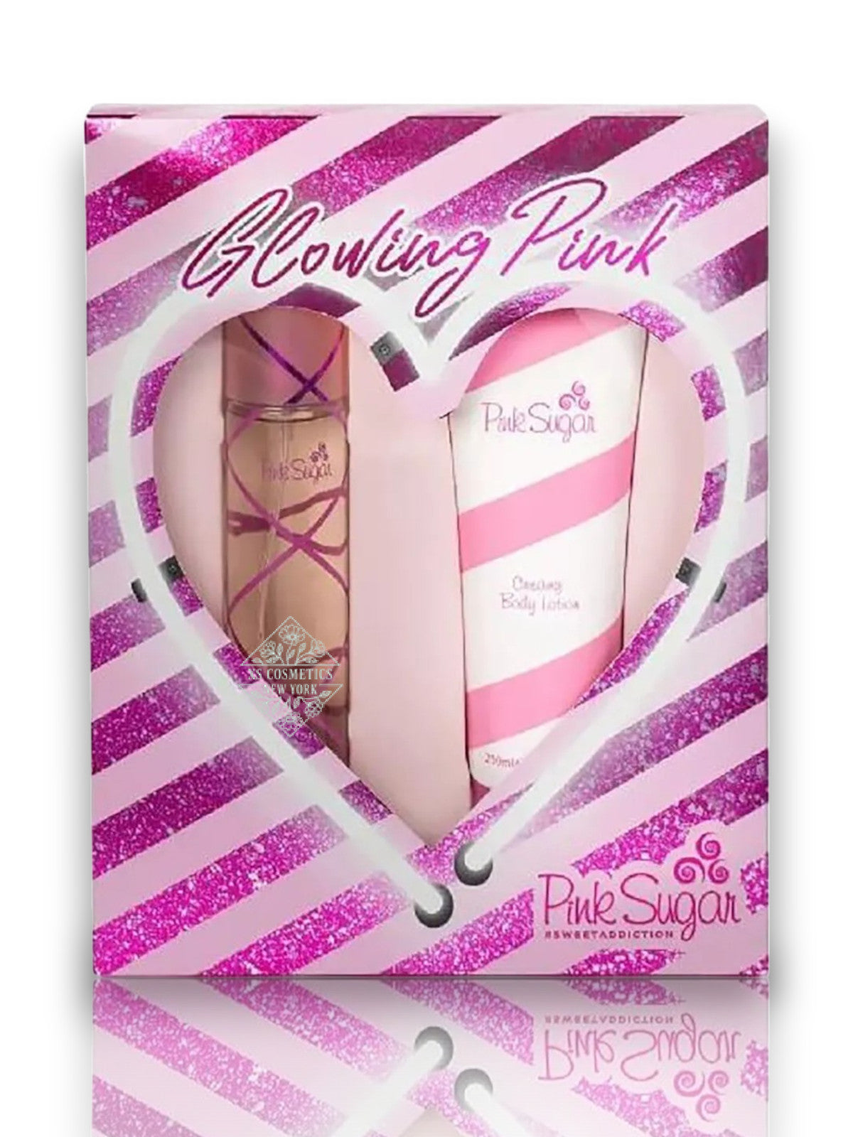 Pink Sugar Glowing Pink Sweet Addiction Set 2PCS EDT 3.4oz&BLotion 8.45oz ITALY