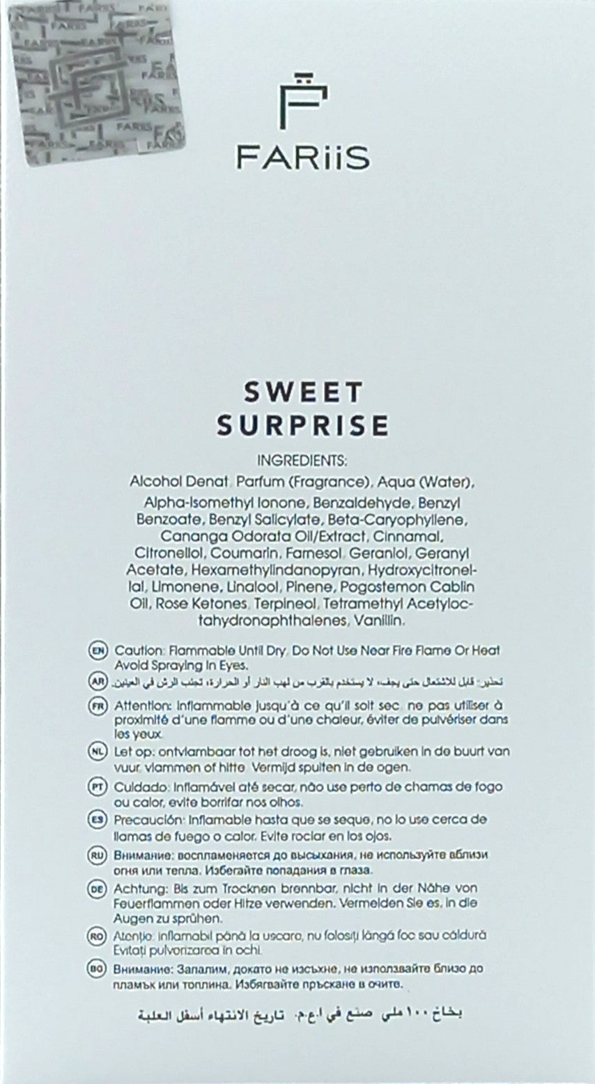 FARIIS SWEET SURPRISE EAU DE PARFUM SPRAY FOR WOMEN 3.4 Oz / 100 ml BRAND NEW!!!