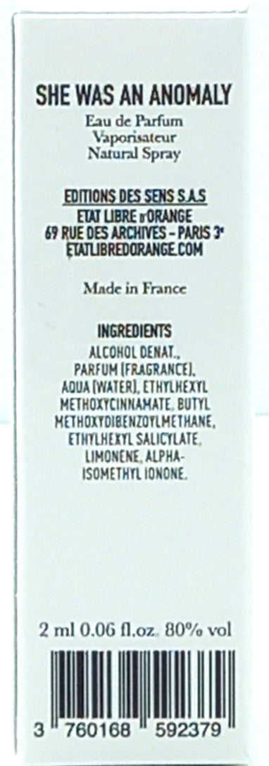 ETAT LIBRE D'ORANGE SHE WAS AN ANOMALY EAU DE PARFUM VIAL SPRAY UNISEX 0.06 Oz