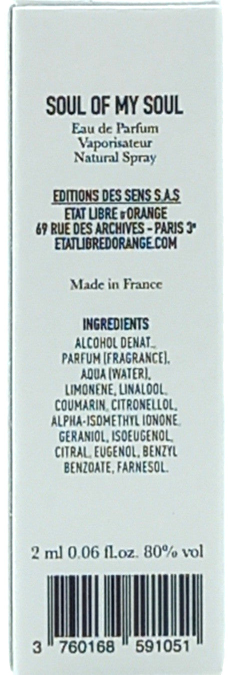 ETAT LIBRE D'ORANGE SOUL OF MY SOUL EAU DE PARFUM VIAL SPRAY UNISEX 0.06 Oz NEW!