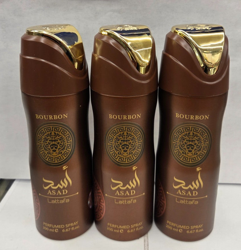 LATTAFA ASAD PERFUMED SPRAY FOR MEN 6.67 Oz / 200 ml ( PACK OF 3 )