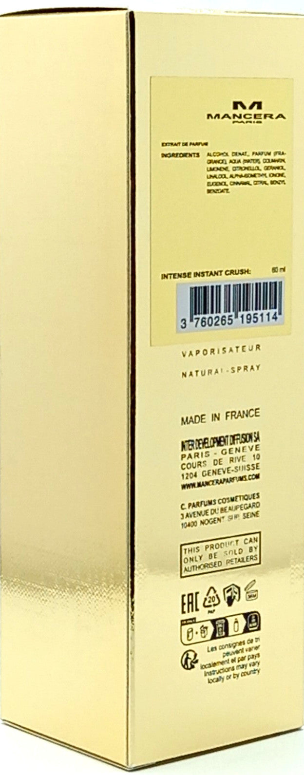 MANCERA INSTANT CRUSH INTENSE EXTRAIT DE PARFUM SPRAY UNISEX 2.0 Oz / 60 ml NEW!
