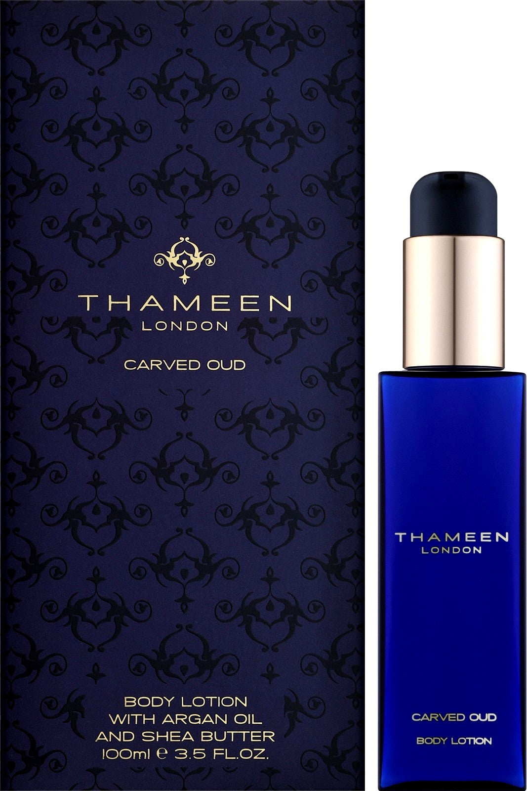 THAMEEN CARVED OUD BODY LOTION WITH ARGAN OIL UNISEX 3.5 Oz / 100 ml BRAND NEW!