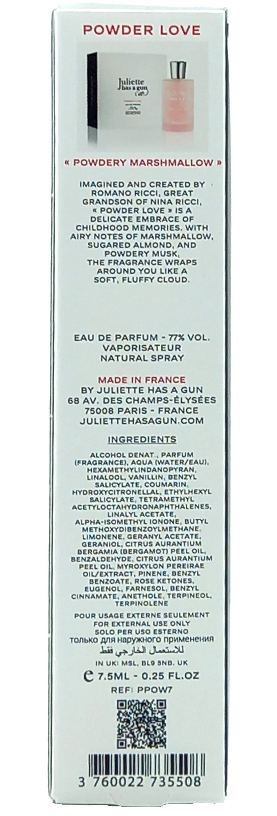 JULIETTE HAS A GUN POWDER LOVE EAU DE PARFUM PEN SPRAY FOR WOMEN 0.25 Oz TRAVEL!