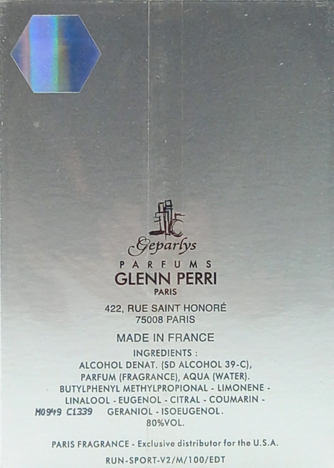 GLENN PERRI UNPREDICTABLE SPORT EAU DE TOILETTE SPRAY FOR MEN 3.4 Oz / 100 ml