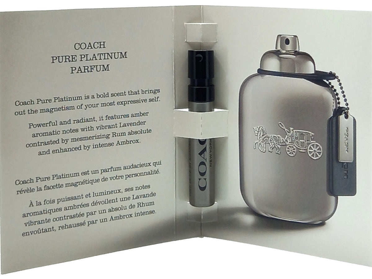 COACH PURE PLATINUM PARFUM VIAL SPRAY FOR MEN 0.04 Oz / 1.2 ml NEW TRAVEL SIZE!
