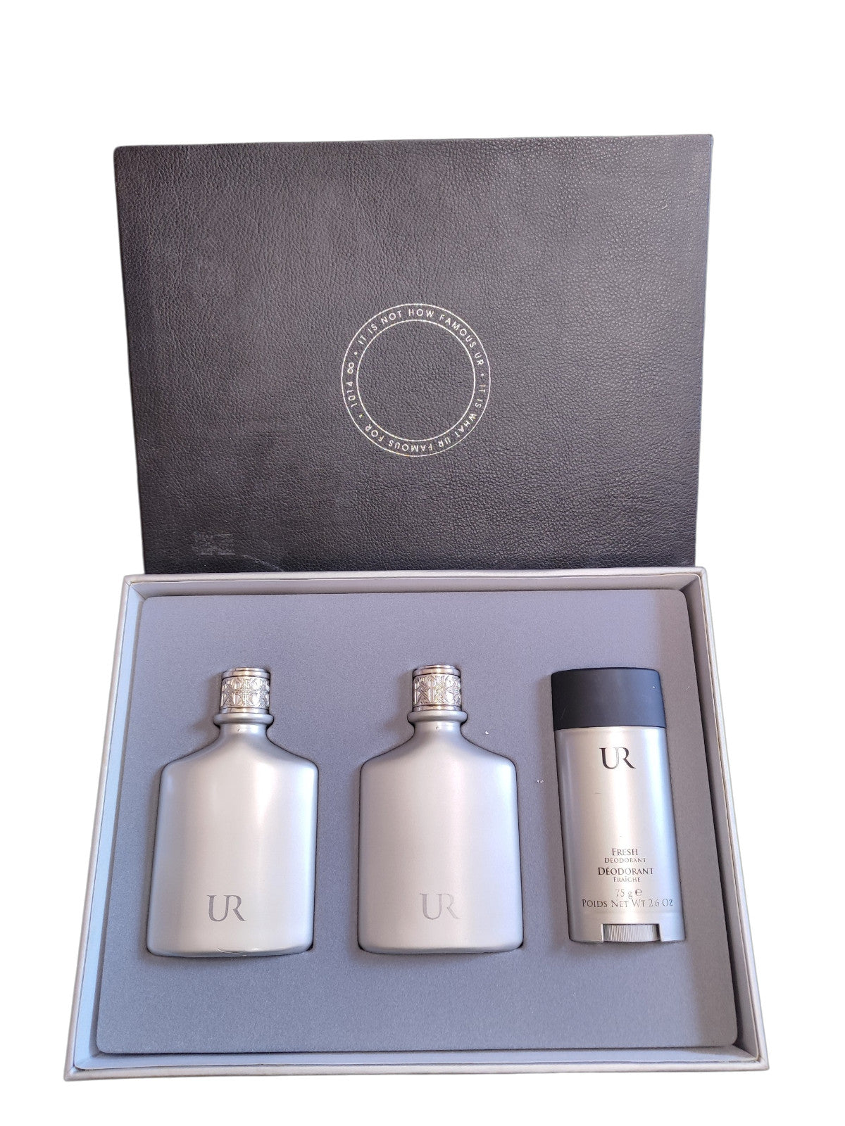 It is not now famous USHER SET 3 EAU DE TOILETTE & AFTER SHAV3.4 OZ & DEO 2.6