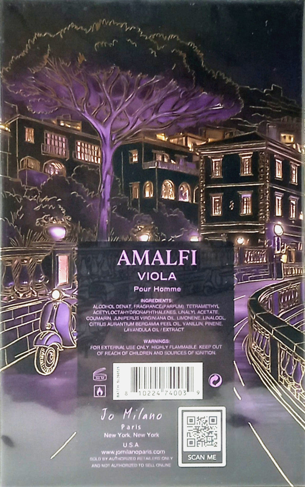 JO MILANO AMALFI VIOLA POUR HOMME EAU DE PARFUM SPRAY 3.4 Oz / 100 ml BRAND NEW!