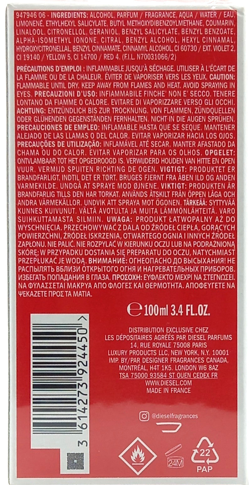 DIESEL D RED EAU DE PARFUM SPRAY FOR MEN 3.4 Oz / 100 ml BRAND NEW ITEM!!!