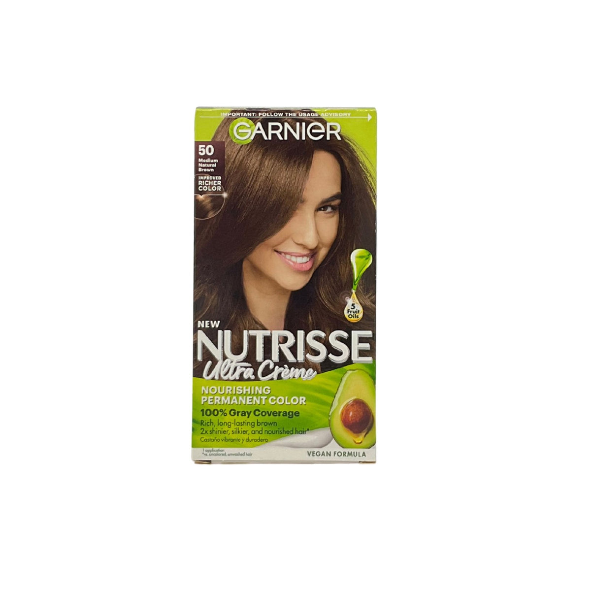 Garnier Nutrisse Nourishing Hair Color Creme,#50 Medium Natural Brown, 1 Kit